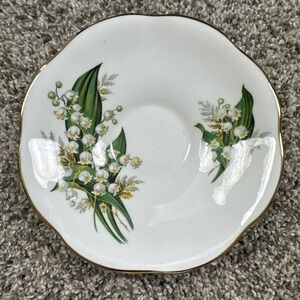 Vtg Royal Crown Derby Lily of the Valley Fine Bone China Saucer Only Royal